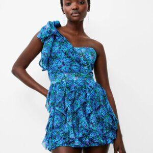 French Connection 71WFF Andrea Ennis Asymmetric Dress Cloisonne Size 8 NWT